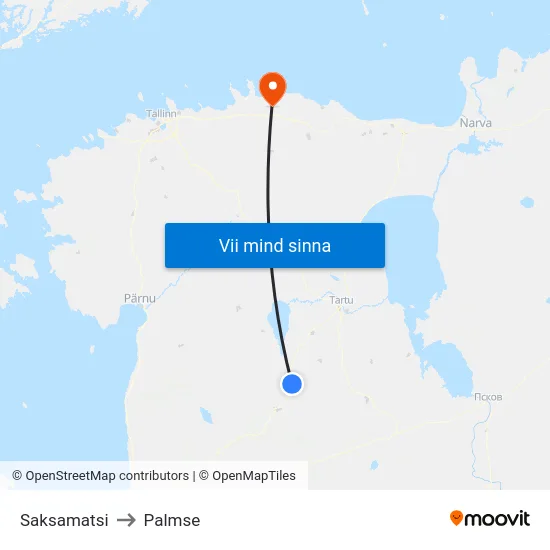 Saksamatsi to Palmse map