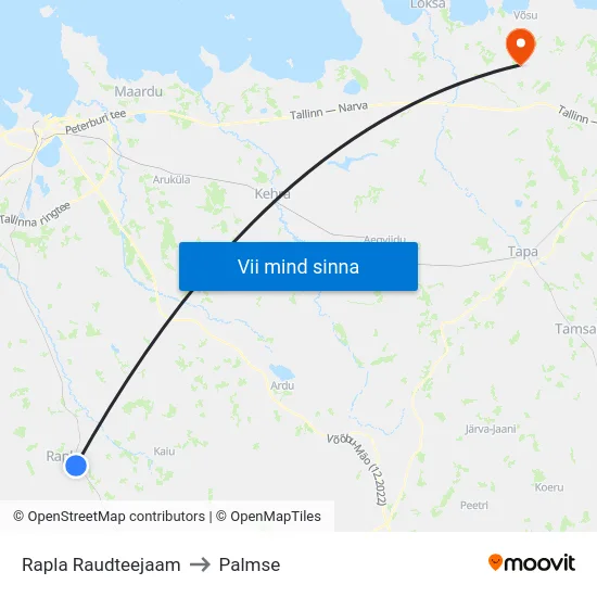Rapla Raudteejaam to Palmse map