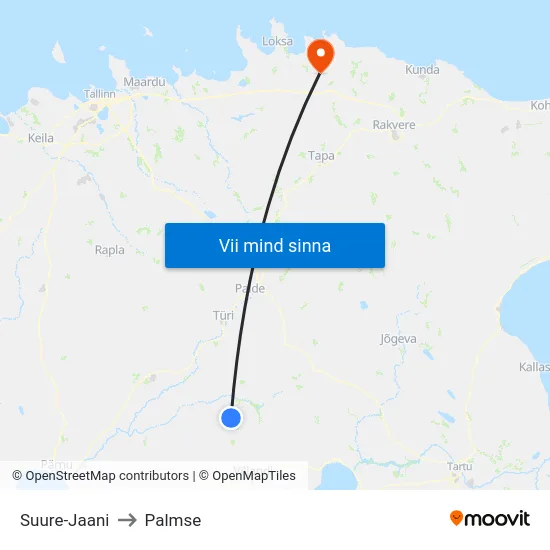 Suure-Jaani to Palmse map