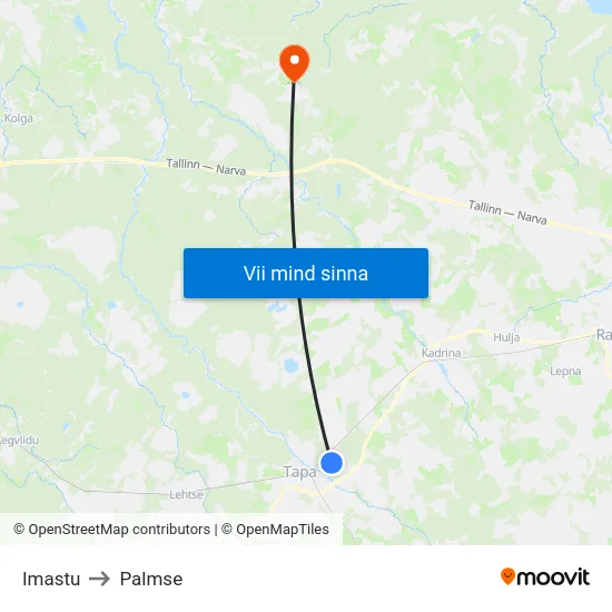 Imastu to Palmse map