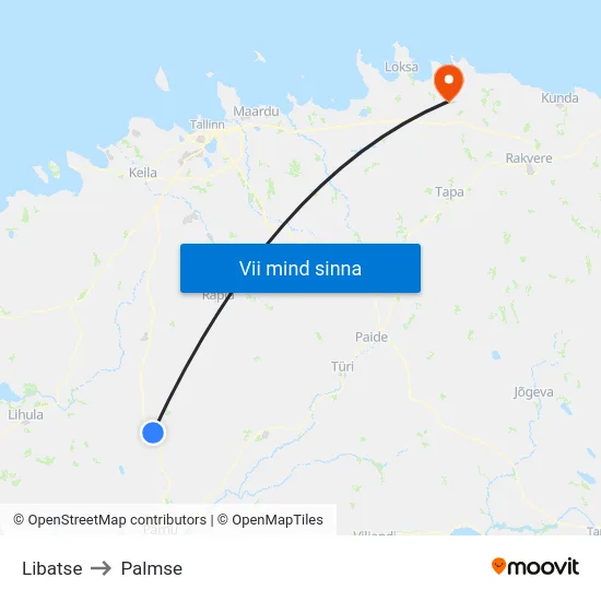 Libatse to Palmse map
