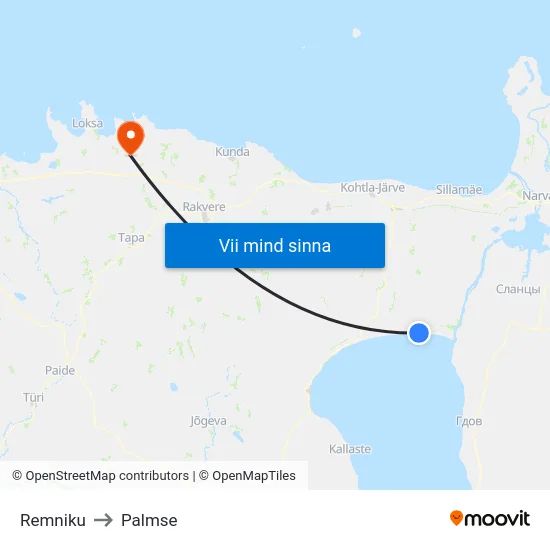 Remniku to Palmse map