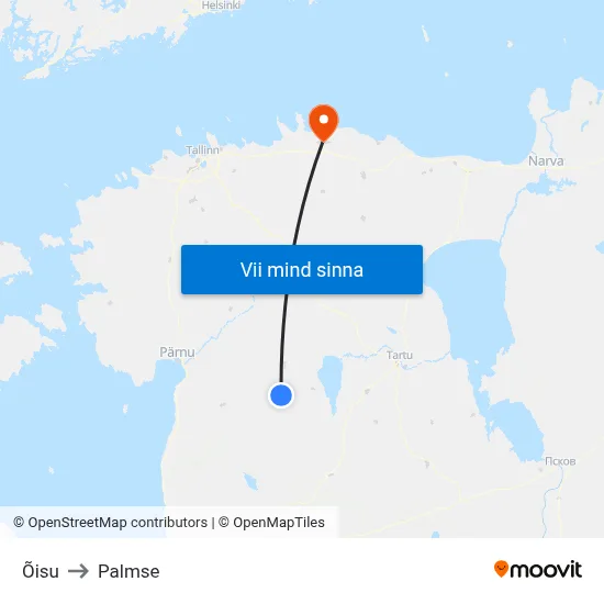 Õisu to Palmse map