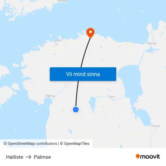Halliste to Palmse map