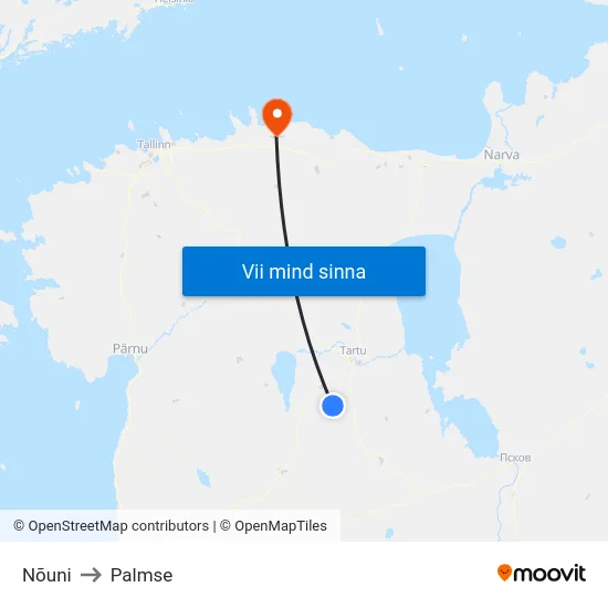 Nõuni to Palmse map