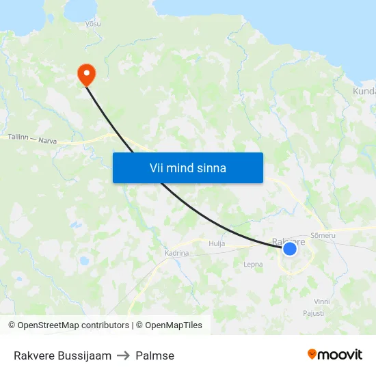 Rakvere Bussijaam to Palmse map