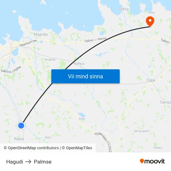 Hagudi to Palmse map