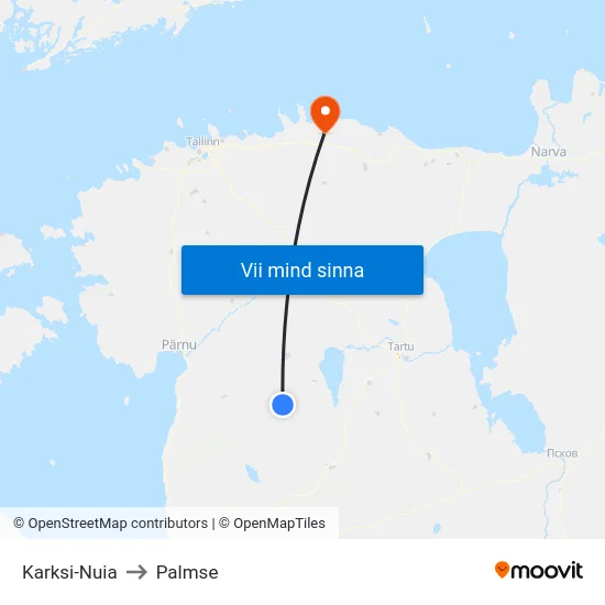 Karksi-Nuia to Palmse map