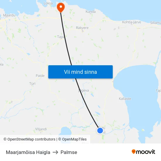 Maarjamõisa Haigla to Palmse map