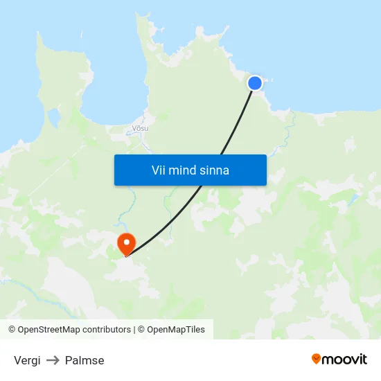 Vergi to Palmse map
