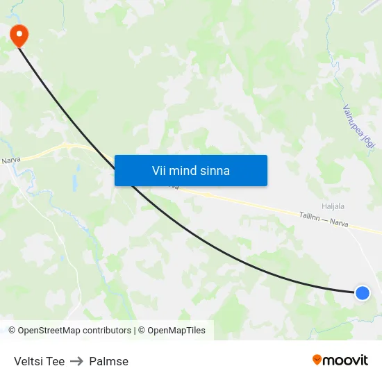 Veltsi Tee to Palmse map