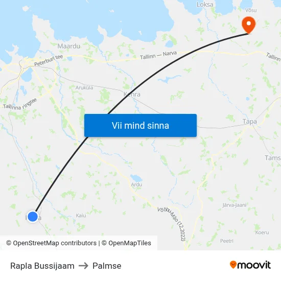 Rapla Bussijaam to Palmse map