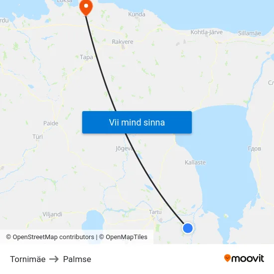 Tornimäe to Palmse map