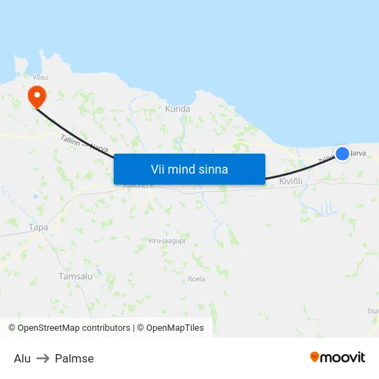 Alu to Palmse map