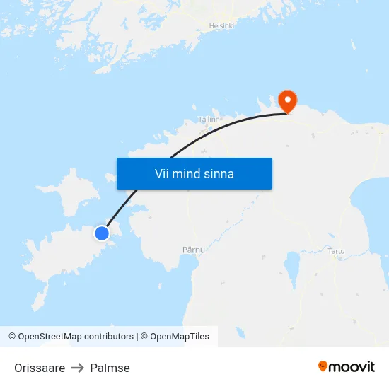 Orissaare to Palmse map