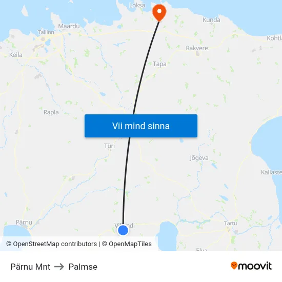 Pärnu Mnt to Palmse map