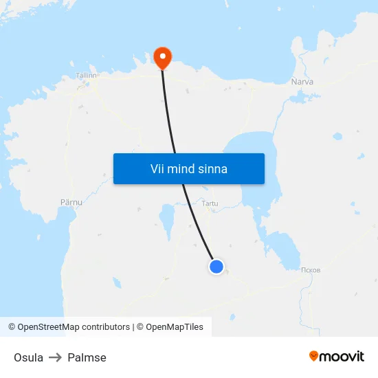 Osula to Palmse map