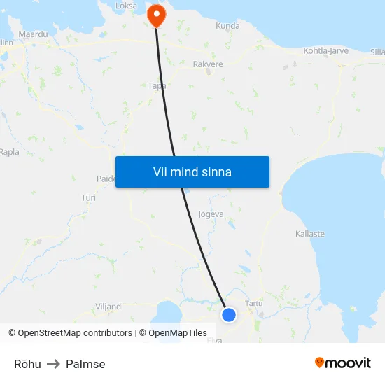 Rõhu to Palmse map