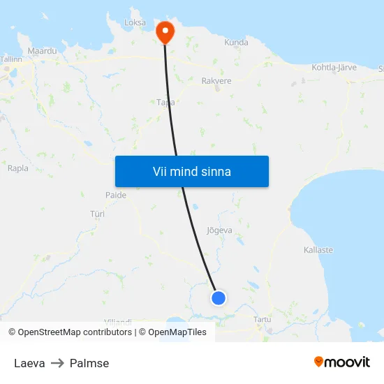 Laeva to Palmse map