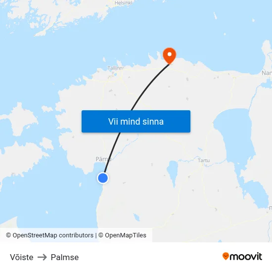 Võiste to Palmse map