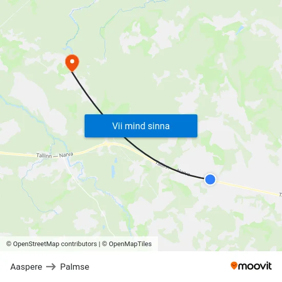 Aaspere to Palmse map