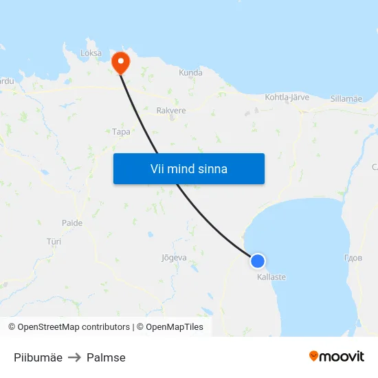 Piibumäe to Palmse map