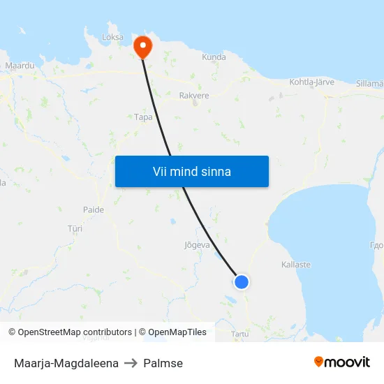 Maarja-Magdaleena to Palmse map