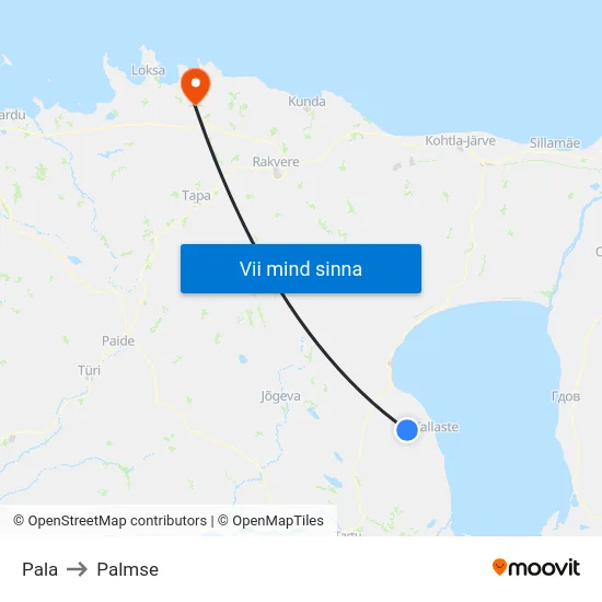 Pala to Palmse map