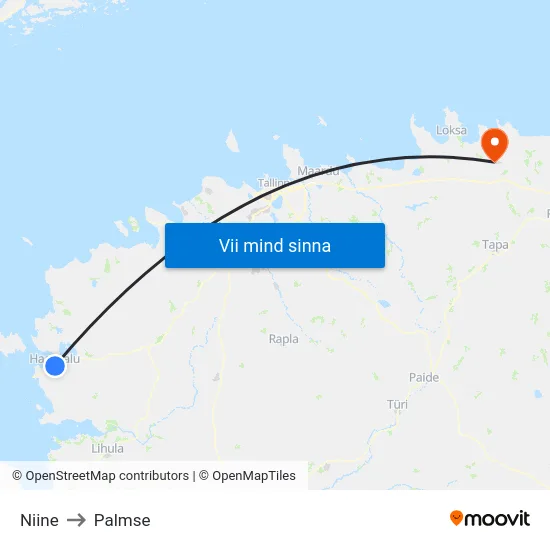 Niine to Palmse map