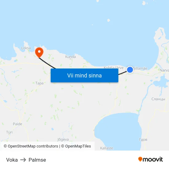 Voka to Palmse map
