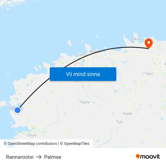 Rannarootsi to Palmse map