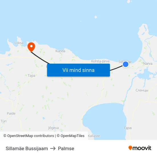 Sillamäe Bussijaam to Palmse map