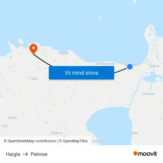 Haigla to Palmse map