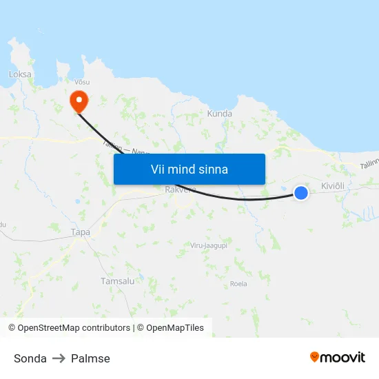 Sonda to Palmse map