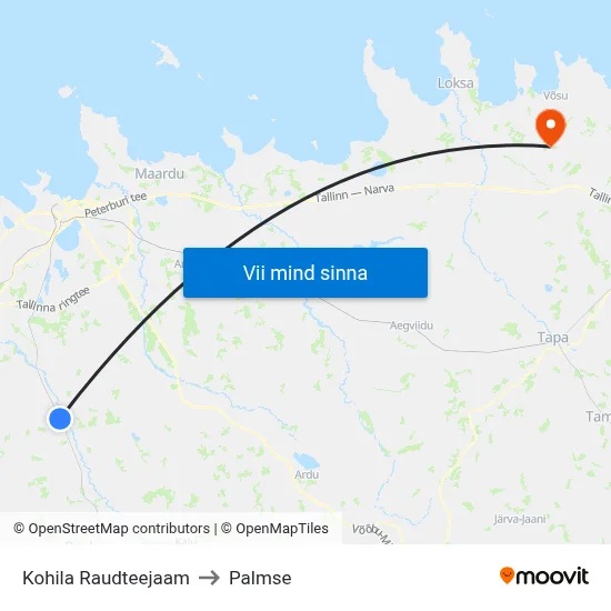 Kohila Raudteejaam to Palmse map