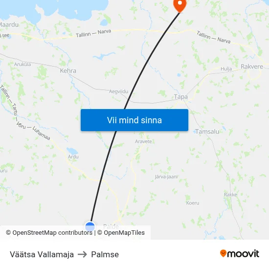 Väätsa Vallamaja to Palmse map