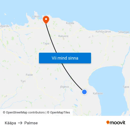 Kääpa to Palmse map