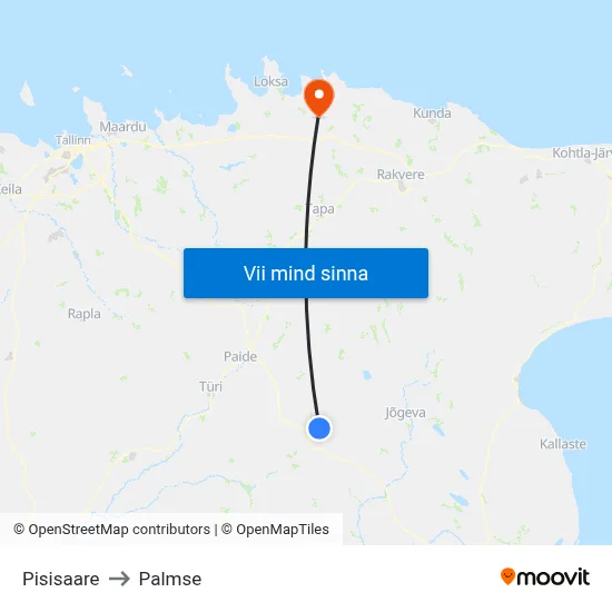 Pisisaare to Palmse map