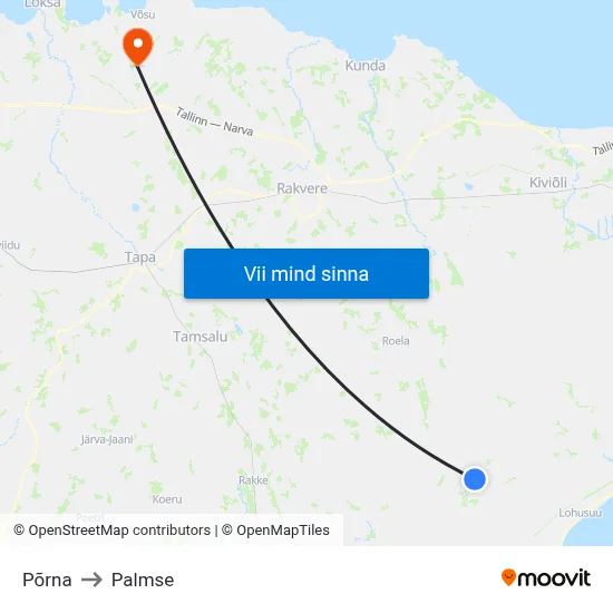 Põrna to Palmse map