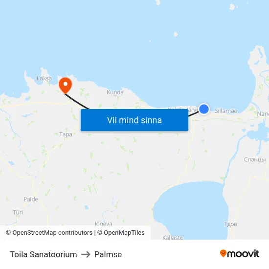 Toila Sanatoorium to Palmse map