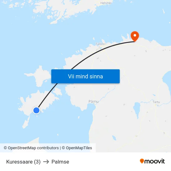 Kuressaare (3) to Palmse map