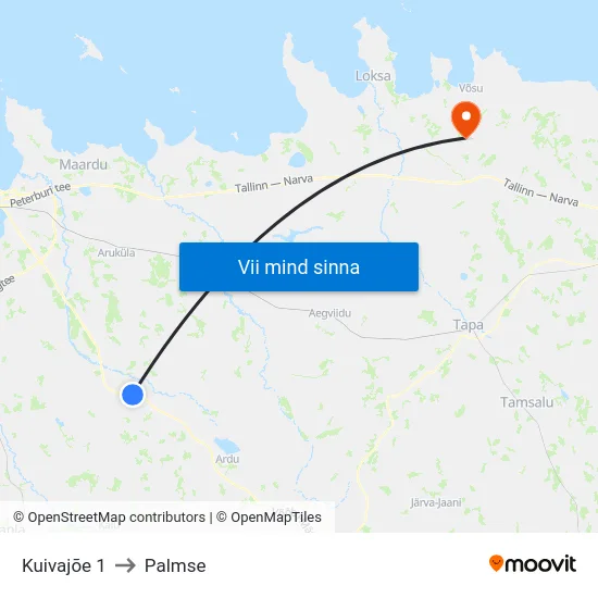 Kuivajõe 1 to Palmse map