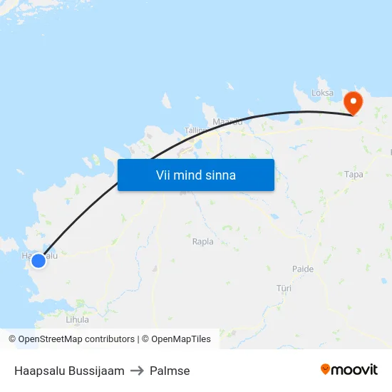 Haapsalu Bussijaam to Palmse map