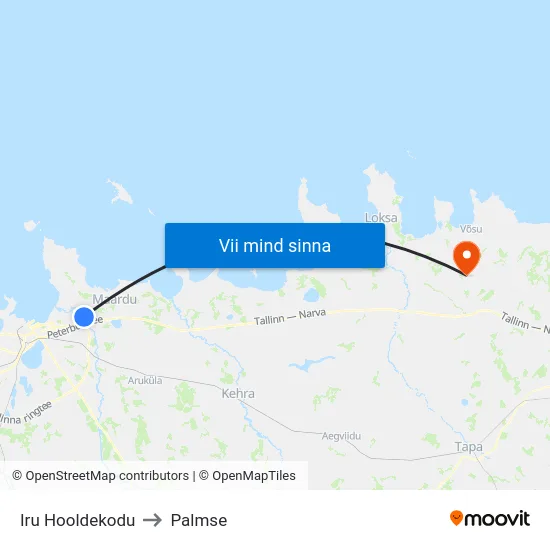 Iru Hooldekodu to Palmse map