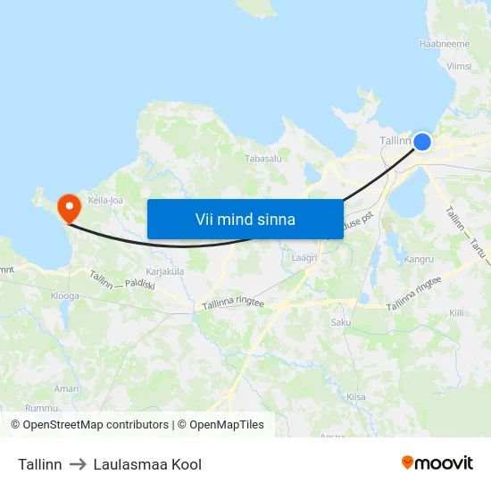 Tallinn to Laulasmaa Kool map