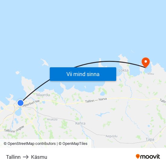 Tallinn to Käsmu map