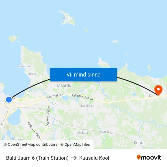 Balti Jaam 6 (Train Station) to Kuusalu Kool map