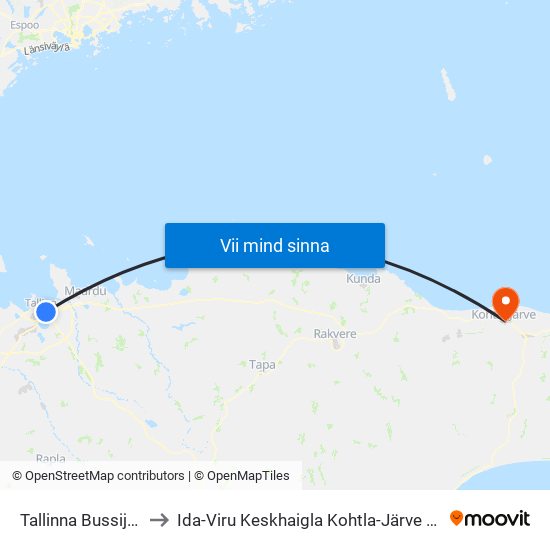 Tallinna Bussijaam to Ida-Viru Keskhaigla Kohtla-Järve Korpus map