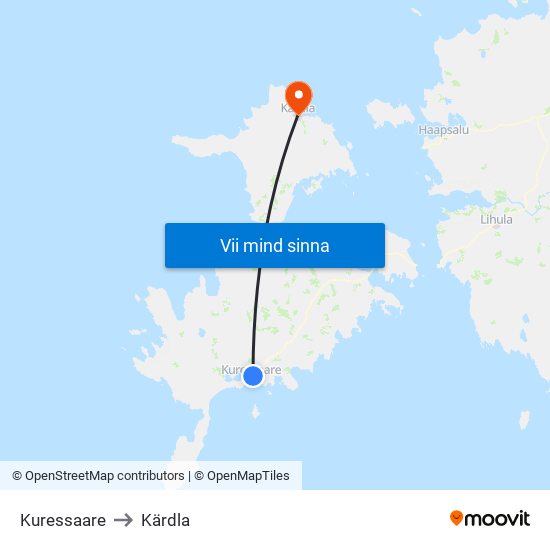 Kuressaare to Kärdla map