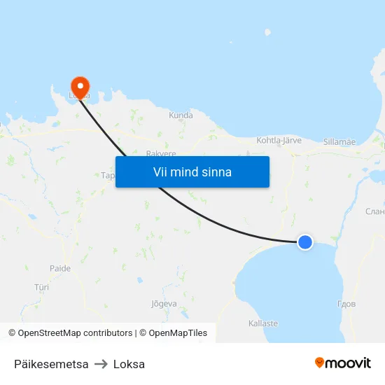 Päikesemetsa to Loksa map